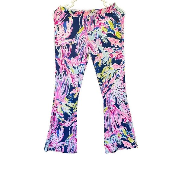 Lilly Pulitzer Girls Multicolor Tropical Flare Pull On Wide Leg Pants XL 12-14 - Picture 3 of 6